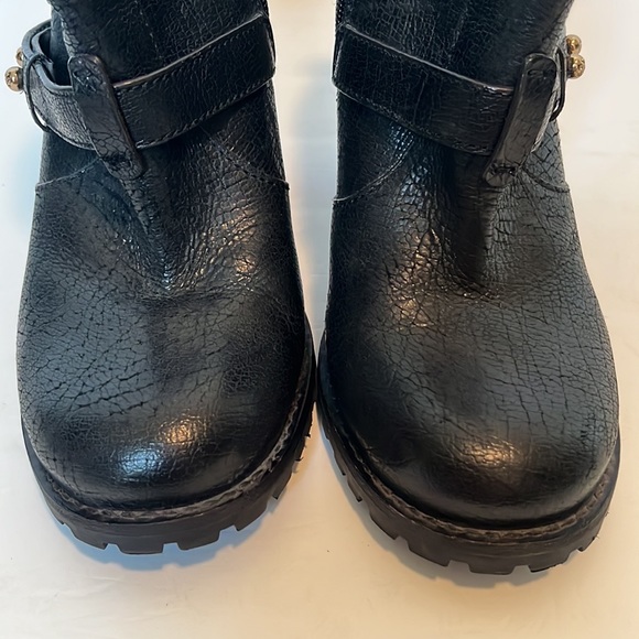 Tory Burch Black Landers Leather Moto Ankle Boot  Bootie - Picture 4 of 11